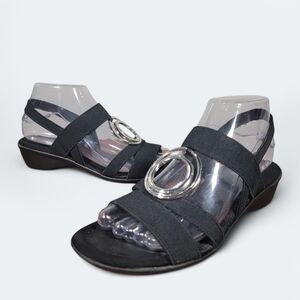 IMPO Rylan Sandals Metal Tone Ring Accent Stretchy Straps Size 8